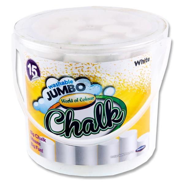 Bucket 15 Jumbo Sidewalk Chalk - White-Art Materials, Arts & Crafts, Baby Arts & Crafts, Chalk, Early Arts & Crafts, Primary Arts & Crafts, Stationery-Learning SPACE