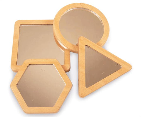 Wood Frame Shape Mirrors (4Pk)-Baby Soft Play and Mirrors,Calming & Anxiety,Cosy Direct,Emotions & Self Esteem,Mirror,Nursery,Sensory Mirrors,Social Emotional Learning,Social Stories & Games & Social Skills-Learning SPACE