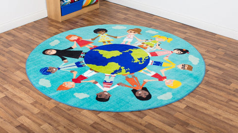 Children of the World™ 2m Carpet - Teal-Dropship,Educational Carpet,Kit For Kids,Mats & Rugs,Multi-Colour,Round,Rugs,Wellbeing Furniture,World & Nature-Learning SPACE