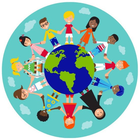 Children of the World™ 2m Carpet - Teal-Dropship,Educational Carpet,Kit For Kids,Mats & Rugs,Multi-Colour,Round,Rugs,Wellbeing Furniture,World & Nature-Learning SPACE