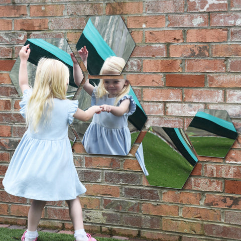 Children's Plastic Safety Mirrors - Hexagon Set 6-excell2,Playground Equipment,Playground Wall Art & Signs,Sensory Mirrors,Sensory Wall Panels & Accessories-Learning SPACE