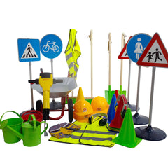 Children's Road Construction Play Kit-Bigjigs Toys,Cars & Transport,Imaginative Play,Learning Activity Kits,Role Play,Value Pack-Learning SPACE