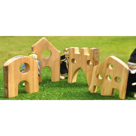 Chunky Houses (4Pk)-Cosy Direct,Fine Motor Skills,Imaginative Play,Role Play,Small World,Wooden Toys-Learning SPACE