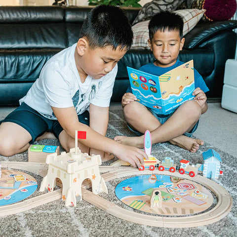 Coastal Clean up Wooden Train Set-Bigjigs Rail,Bigjigs Toys,Gifts For 3-5 Years Old,SCOTEXCEL,Train,Wooden Toys-Learning SPACE