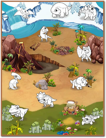 Colour & Wipe Dinosaur Playmat-Dinosaurs. Castles & Pirates,Drawing & Easels,Dropship,EDUK8,Imaginative Play,Playmat,Role Play-120x90cm-PMCWDINOmi/1-Learning SPACE