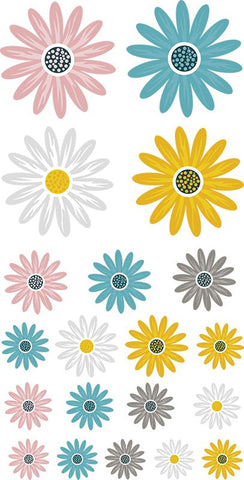 Colourful Daisies Flower Wall Sticker Set-Dropship,Nature Sensory Room,Sticker,Wall & Ceiling Stickers,Wall Decor-20x39 cm-A19047XS-Learning SPACE