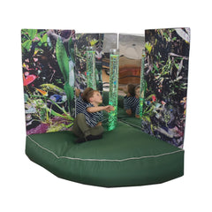 Corner Soft Play with Mirrors & Bubble Tube-Bean bags,Bean Bags & Cushions,Bubble Tubes,Home Bubble Tubes & Walls,Home Sensory Bundles,Plinths,Ready Made Sensory Rooms,Soft Play Sets,Wellbeing Furniture-Rainforest-F2005/rainforest/BT/BTB-Learning SPACE