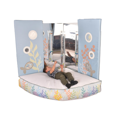 Corner Soft Play with Mirrors & Bubble Tube-Bean bags,Bean Bags & Cushions,Bubble Tubes,Home Bubble Tubes & Walls,Home Sensory Bundles,Plinths,Ready Made Sensory Rooms,Soft Play Sets,Wellbeing Furniture-Learning SPACE