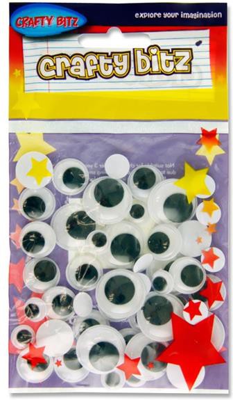 Crafty Bitz 50 Wiggle Goggly Eyes-Art Materials, Arts & Crafts, Baby Arts & Crafts, Crafty Bitz Craft Supplies, Early Arts & Crafts, Primary Arts & Crafts, Seasons, Spring, Stock-Learning SPACE