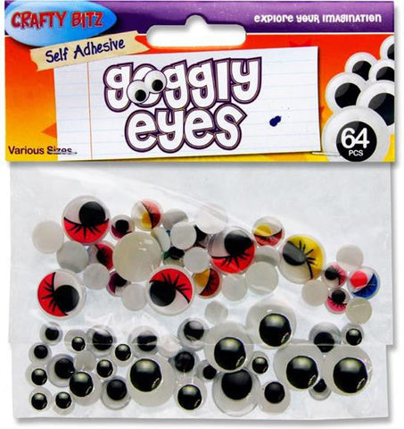 Crafty Bitz Assorted Self Adhesive Googly Eyes - 64-Arts & Crafts-Art Materials, Arts & Crafts, Baby Arts & Crafts, Crafty Bitz Craft Supplies, Early Arts & Crafts, Primary Arts & Crafts, Seasons, Spring, Stock-Learning SPACE