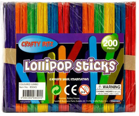 Crafty Bitz Coloured Jumbo Lollipop Sticks - 200-Art Materials,Arts & Crafts,Crafty Bitz Craft Supplies,Early Arts & Crafts,Primary Arts & Crafts,Seasons,Spring,Stock-Learning SPACE