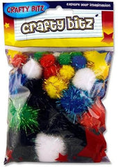 Crafty Bitz - Glitter Pom Poms-Art Materials,Arts & Crafts,Baby Arts & Crafts,Crafty Bitz Craft Supplies,Early Arts & Crafts,Glitter,Messy Play,Primary Arts & Crafts,Seasons,Spring,Stock-Learning SPACE