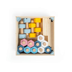 Crate of Wooden Nuts and Bolts-Bigjigs Toys,Eco Friendly,Engineering & Construction,S.T.E.M,Strength & Co-Ordination,Wooden Toys-Learning SPACE