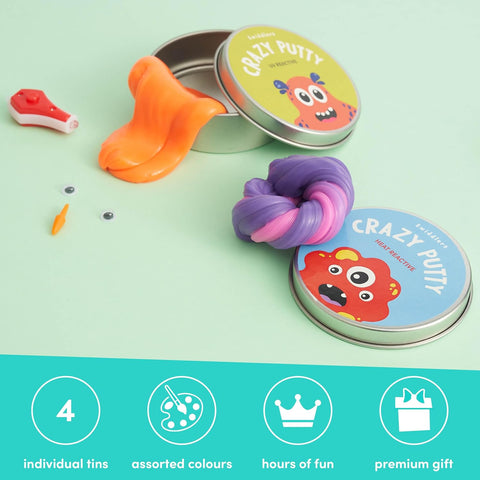 Crazy Colour Changing Putty 4 pack-ADD/ADHD,Calming & Anxiety,Cause & Effect Toys,Fine Motor Skills,Putty,Slime,Stress Relief,Toys for Anxiety,UV Reactive-Learning SPACE