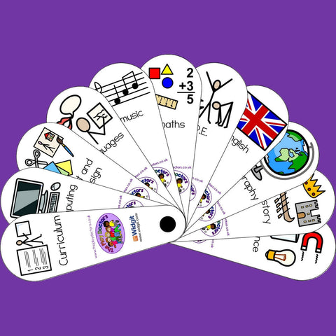 Curriculum At School Subject Symbol Fan-Hand Fans-Back To School,Calmer Classrooms,Calming & Anxiety,communication,Fans & Visual Prompts,Life Skills,Play Doctors,Primary Literacy,PSHE,Seasons,Social Stories & Games & Social Skills,Transitions and Routines-Learning SPACE