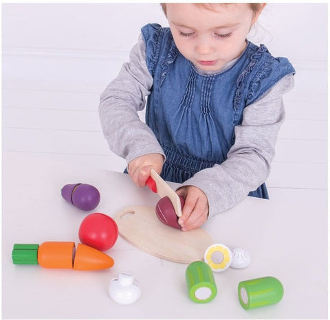 Cutting Veg Crate - PlayFood-Baby Wooden Toys,Bigjigs Toys,Calmer Classrooms,Feeding Skills,Gifts For 2-3 Years Old,Helps With,Imaginative Play,Kitchens & Shops & School,Life Skills,Play Food,Stock-Learning SPACE