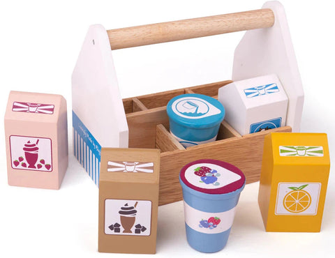 Dairy Delivery - PlayFood-Bigjigs Toys,Gifts For 2-3 Years Old,Imaginative Play,Kitchens & Shops & School,Play Food,Role Play,Stock,Wooden Toys-Learning SPACE
