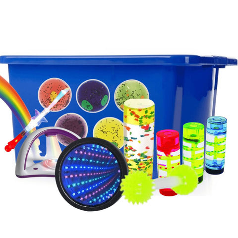 Deluxe Mobile Sensory Storage Unit with Complete Sensory Box Sets-Classroom Furniture,Dropship,Furniture,Library Furniture,Monarch UK,Nursery,Sensory Boxes,Sensory Room Furniture,spim value pack,Storage,Storage Bins & Baskets,Trays,Wellbeing Furniture-Learning SPACE