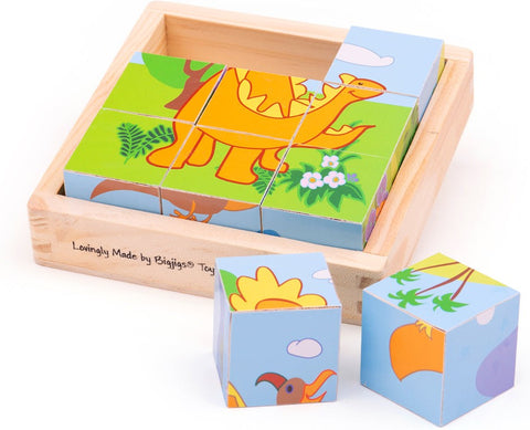 Dinosaur Cube Puzzle-2-12 Piece Jigsaw, Bigjigs Toys, Dinosaurs. Castles & Pirates, Down Syndrome, Gifts For 2-3 Years Old, Imaginative Play, Sound. Peg & Inset Puzzles, Stock-Learning SPACE