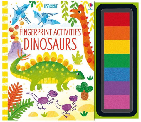 Dinosaurs Fingerprint Art - Activity Book-Arts & Crafts,Cerebral Palsy,Dinosaurs. Castles & Pirates,Drawing & Easels,Early Arts & Crafts,Gifts for 5-7 Years Old,Imaginative Play,Paint,Painting Accessories,Primary Arts & Crafts,Spring,Stock,Usborne Books-Learning SPACE