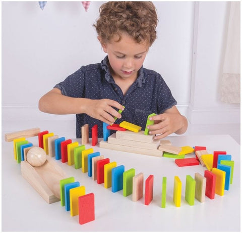Domino Run – 110-Piece Wooden Set for Creative Fun-Bigjigs Toys,Dyscalculia,Early Years Maths,Maths,Maths Toys,Memory Pattern & Sequencing,Neuro Diversity,Primary Maths,SCOTEXCEL,Stock-Learning SPACE