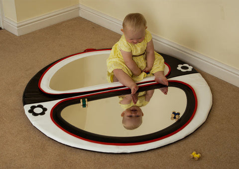 Double Mirror Baby Pad (1.2m dia)-AllSensory,Baby Sensory Toys,Baby Soft Play and Mirrors,Down Syndrome,Dropship,Gifts For 3-6 Months,Matrix Group,Mats,Mats & Rugs,Playmats & Baby Gyms,Sensory Flooring,Sensory Mirrors,Soft Frame Mirrors-Black/ White-PRN3060BW-Learning SPACE