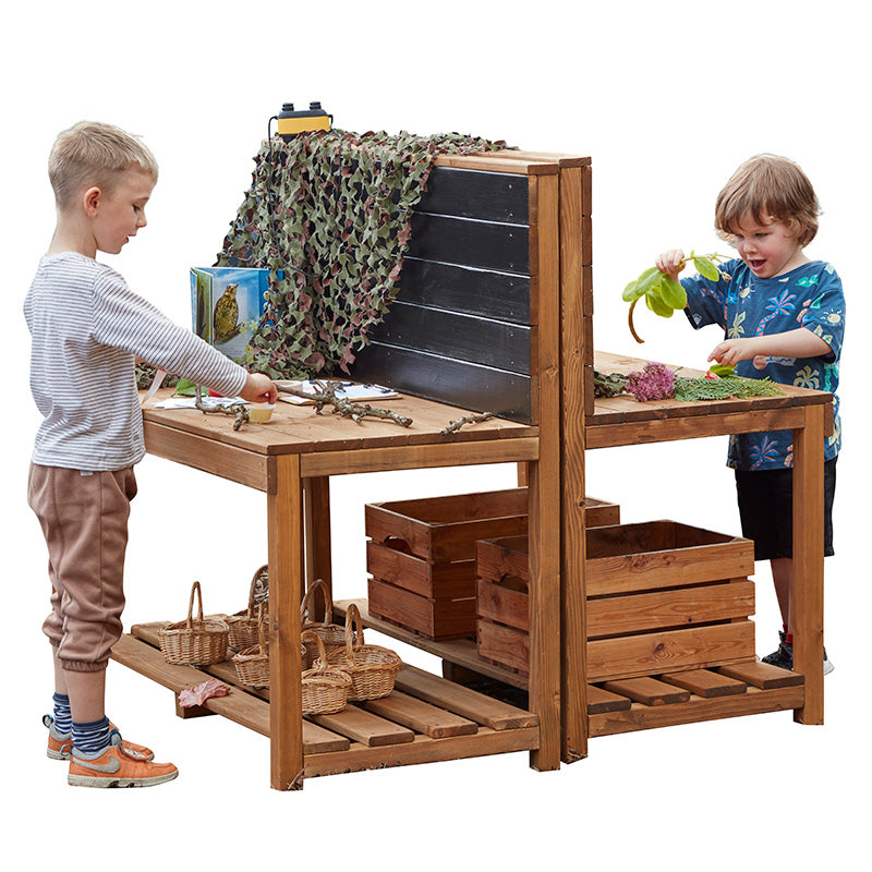 Double Nature Station and Builder Workshop Ks1-Cosy Direct,Cosy Outdoor,Forest School & Outdoor Garden Equipment,Outdoor Furniture,Wooden Table-Learning SPACE