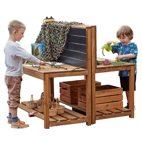 Double Nature Station and Builder Workshop Ks1-Cosy Direct,Cosy Outdoor,Forest School & Outdoor Garden Equipment,Outdoor Furniture,Wooden Table-Learning SPACE