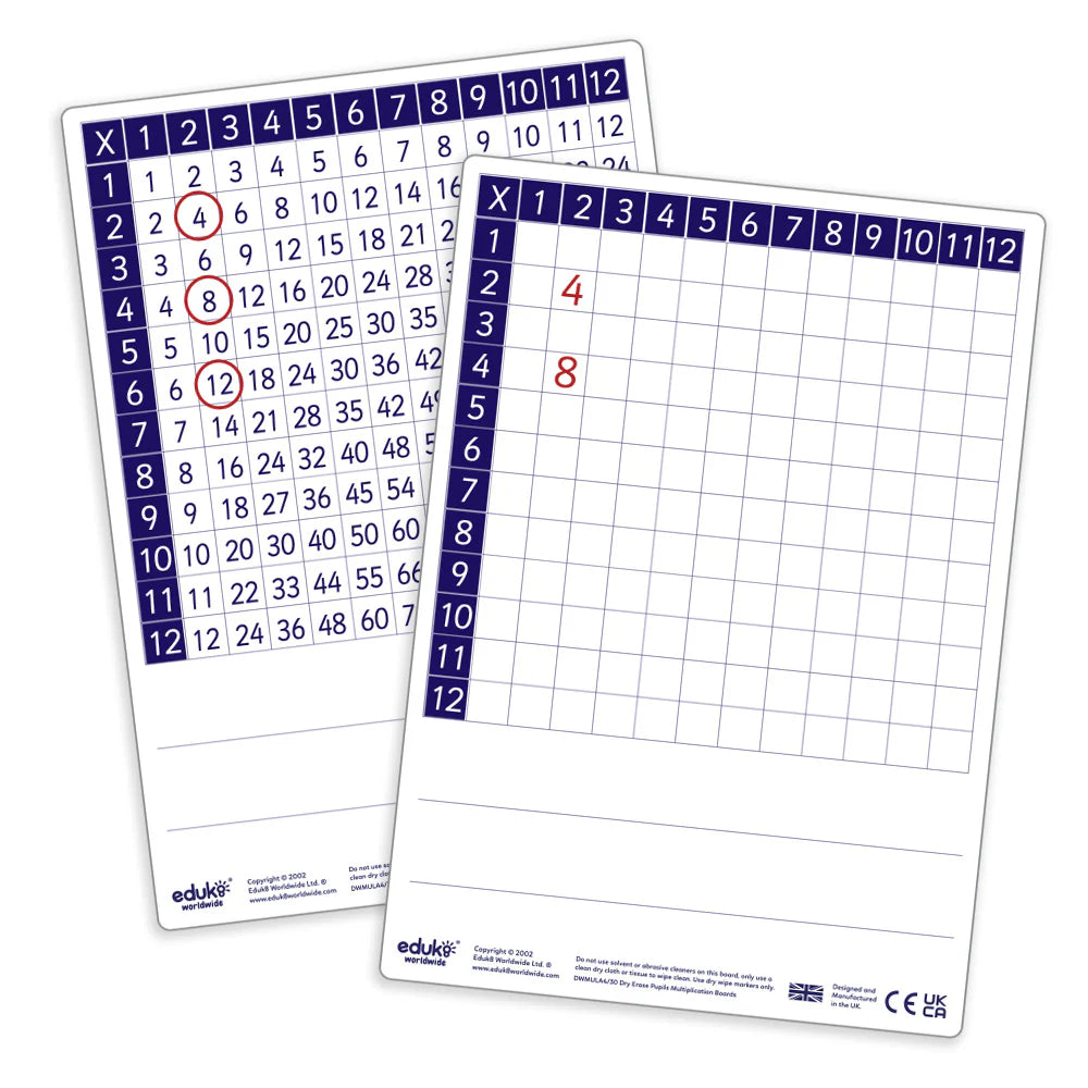 Dry Erase Multiplication Teachers Board-Classroom Resources,Educational Classroom Materials,EDUK8,Learning Resources,Maths,Primary Maths-Learning SPACE
