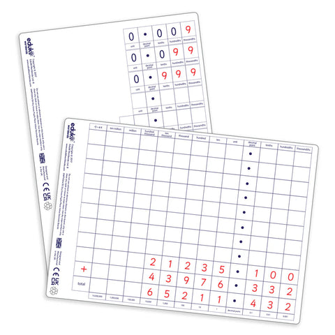Dry Erase Place Value Decimal boards - Pupils Pack of 30-Classroom Packs,Classroom Resources,Early Years Maths,Educational Classroom Materials,EDUK8,Learning Resources,Maths,Primary Maths-Learning SPACE