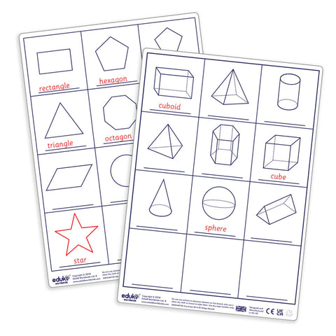 Dry Erase Pupils 2D/3D Shape Boards Pack of 30-Classroom Resources,Educational Classroom Materials,EDUK8,Learning Resources-Learning SPACE