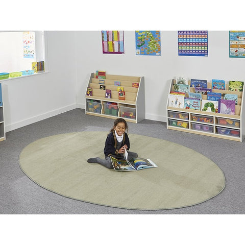 Durable & Comfortable Biscuit Oval Rug-Chill Out Area,Dropship,Mats & Rugs,Natural,Nature Sensory Room,Neutral Colour,Oval,Plain Carpet,Rugs,Sensory Flooring,Wellbeing Furniture-Learning SPACE