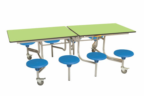 Eight Seat Rectangular Mobile Folding Table - Suitable for age group 11 years to adult-Dining Furniture,Dining Tables,Folding Table,Furniture,Mobile Tables-Lime-Blue-9SRL80829-LI-BL-Learning SPACE
