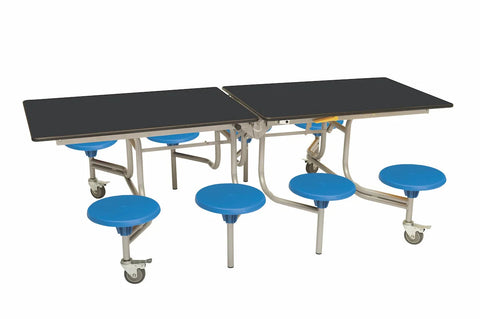 Eight Seat Rectangular Mobile Folding Table - Suitable for age group 7 – 11 years-Dining Furniture,Dining Tables,Folding Table,Furniture,Mobile Tables-Black-Blue-9SRL80827-BK-BL-Learning SPACE