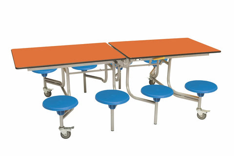 Eight Seat Rectangular Mobile Folding Table - Suitable for age group 7 – 11 years-Dining Furniture,Dining Tables,Folding Table,Furniture,Mobile Tables-Orange-Blue-9SRL80827-OR-BL-Learning SPACE