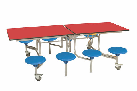 Eight Seat Rectangular Mobile Folding Table - Suitable for age group 7 – 11 years-Dining Furniture,Dining Tables,Folding Table,Furniture,Mobile Tables-Red-Blue-9SRL80827-RD-BL-Learning SPACE