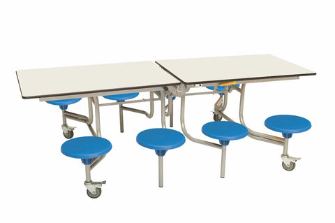 Eight Seat Rectangular Mobile Folding Table - Suitable for age group 7 – 11 years-Dining Furniture,Dining Tables,Folding Table,Furniture,Mobile Tables-White-Blue-9SRL80827-WH-BL-Learning SPACE