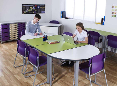 Elite Static Height Table - Trapezoidal-Classroom Table, Metalliform, Table, Trapezoid, Wellbeing Furniture-Beech-640mm - 8-11 Years-Learning SPACE