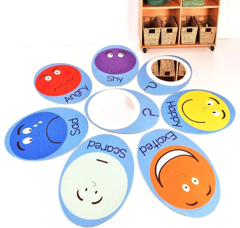 Emotions Pads with Mirrors - Set of 8-Additional Need,AllSensory,Bullying,Calmer Classrooms,Calming & Anxiety,Classroom Packs,Dropship,Emotions & Self Esteem,Helps With,PSHE,Sensory,sensory activity,Sensory Flooring,Sensory Mirrors,Sensory Seeking,Social Emotional Learning,Social Stories & Games & Social Skills,Stock-Learning SPACE