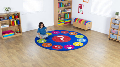 Emotions™ Faces Interactive Circular 2m Carpet-Additional Need,Calmer Classrooms,Calming & Anxiety,Dropship,Emotions & Self Esteem,Helps With,Kit For Kids,Mats & Rugs,Multi-Colour,Placement Carpets,Round,Rugs,Social Emotional Learning,Social Stories & Games & Social Skills,Wellbeing Furniture-Learning SPACE
