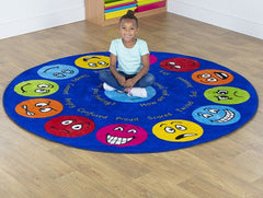 Emotions™ Interactive Circular 2m Carpet-Additional Need,Calmer Classrooms,Emotions & Self Esteem,Helps With,Kit For Kids,Mats & Rugs,Multi-Colour,Placement Carpets,Round,Rugs,Social Emotional Learning,Wellbeing Furniture-Learning SPACE