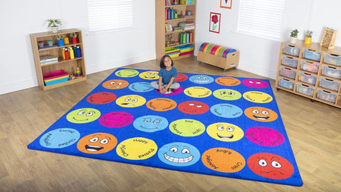 Emotions™ Interactive Square 3x3m Carpet-Additional Need,Calmer Classrooms,Calming & Anxiety,Dropship,Emotions & Self Esteem,Helps With,Kit For Kids,Mats & Rugs,Multi-Colour,Placement Carpets,Rugs,Social Emotional Learning,Social Stories & Games & Social Skills,Square,Wellbeing Furniture-Learning SPACE