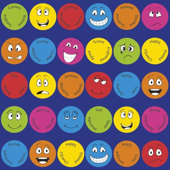 Emotions™ Interactive Square 3x3m Carpet-Additional Need,Calmer Classrooms,Calming & Anxiety,Dropship,Emotions & Self Esteem,Helps With,Kit For Kids,Mats & Rugs,Multi-Colour,Placement Carpets,Rugs,Social Emotional Learning,Social Stories & Games & Social Skills,Square,Wellbeing Furniture-Learning SPACE