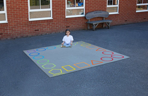 Essentials Rainbow Geometric Border 2x2m Carpet-Dropship,Kit For Kids,Mats & Rugs,Natural,Neutral Colour,Placement Carpets,Rugs,Square,Wellbeing Furniture-Learning SPACE