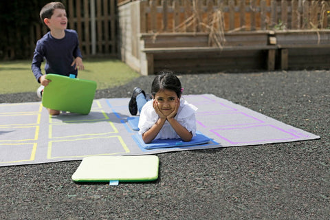 Essentials Rainbow Squares Indoor/Outdoor 3x2m Carpet-Calmer Classrooms,Classroom Displays,Classroom Resources,Educational Classroom Materials,Kit For Kids,Mats & Rugs,Natural,Neutral Colour,Placement Carpets,Rectangular,Rugs,Wellbeing Furniture-Learning SPACE