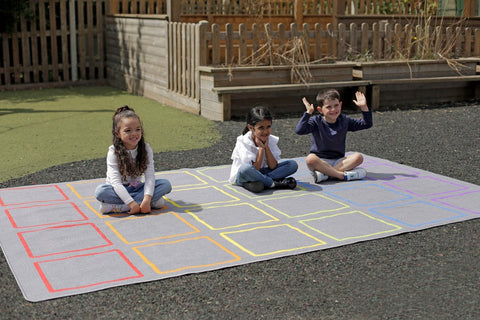 Essentials Rainbow Squares Indoor/Outdoor 3x2m Carpet-Calmer Classrooms,Classroom Displays,Classroom Resources,Educational Classroom Materials,Kit For Kids,Mats & Rugs,Natural,Neutral Colour,Placement Carpets,Rectangular,Rugs,Wellbeing Furniture-Learning SPACE