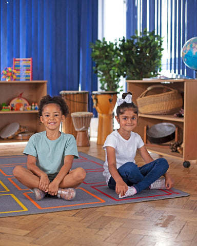 Essentials Rainbow Squares Indoor/Outdoor 3x2m Carpet-Calmer Classrooms,Classroom Displays,Classroom Resources,Educational Classroom Materials,Kit For Kids,Mats & Rugs,Natural,Neutral Colour,Placement Carpets,Rectangular,Rugs,Wellbeing Furniture-Learning SPACE