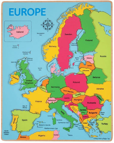 Europe Inset Puzzle-13-99 Piece Jigsaw,Bigjigs Toys,Games & Toys,Learning Activity Kits,SCOTEXCEL,Stock,Wooden Toys,World & Nature-Learning SPACE