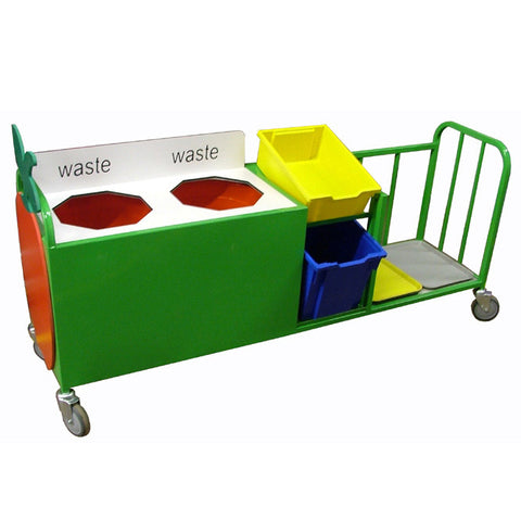 Extended Panelled Front Clearing Trolley With Tray Storage-Catering & Clearing,Dropship,School Trolley,Trolleys-Learning SPACE