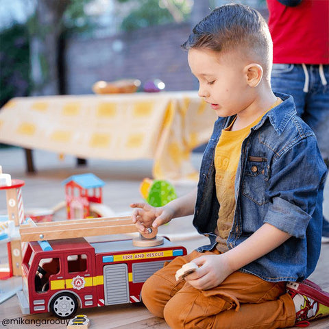 Fire Engine Playset-Cars & Transport,Fire. Police & Hospital,Imaginative Play,Small World,Stock,Strength & Co-Ordination,Tidlo Toys,Wooden Toys-Learning SPACE